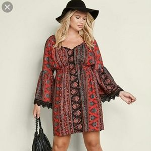 Red boho dress